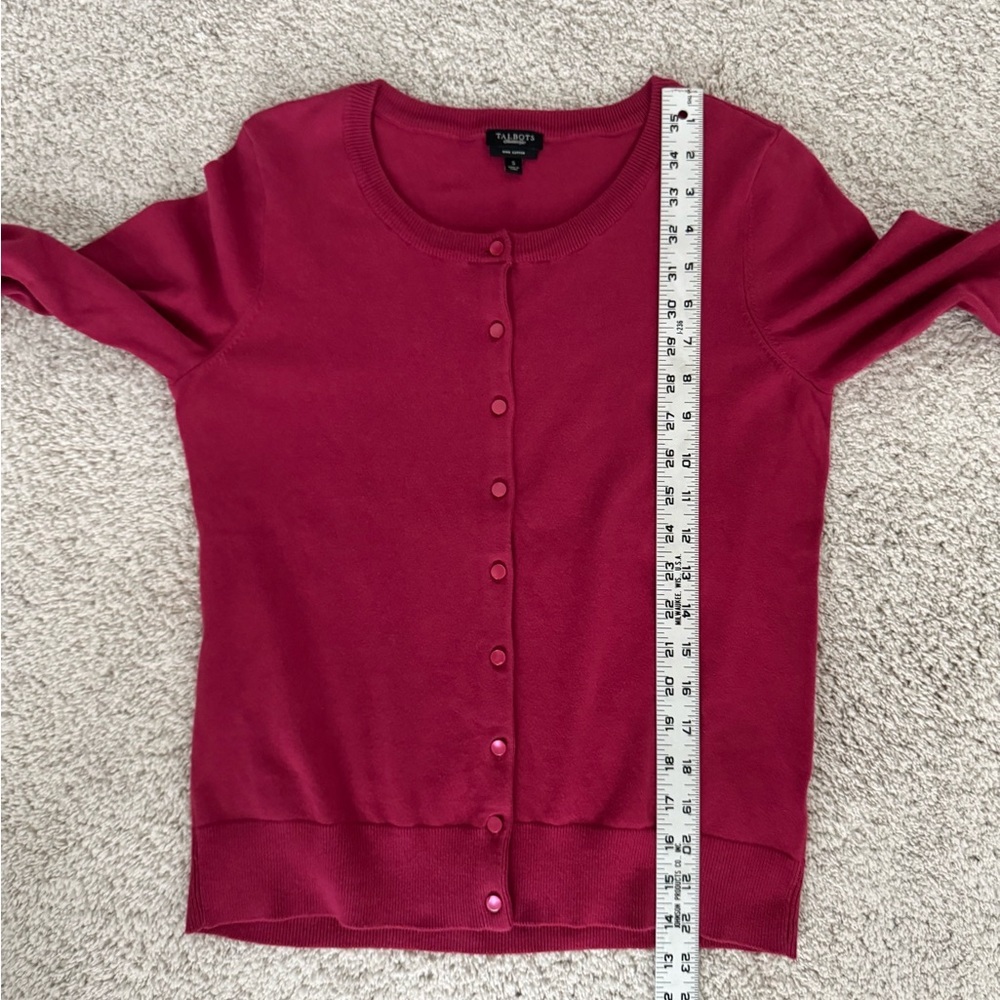 Talbots Raspberry Pink Button-Up Cardigan Sweater Small - Picture 7 of 7